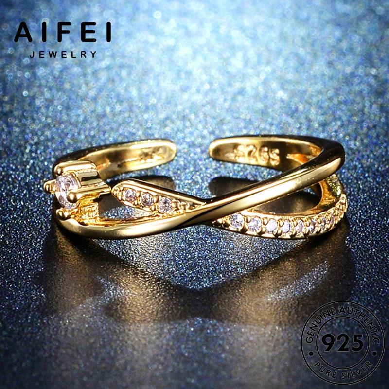 AIFEI JEWELRY vàng sáng sức tạo kim cương phụ 925 bản hàn nhẫn nguyên kiện chéo thật trang nữ quốc thời moissanite bạc R81