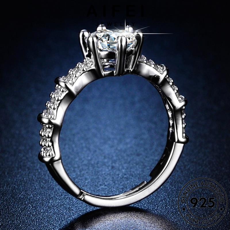 AIFEI JEWELRY sáu thật trang nguyên kim moissanite nhẫn tính móng cương quốc nữ thời hàn bản 925 khí bạc phụ sức kiện R157