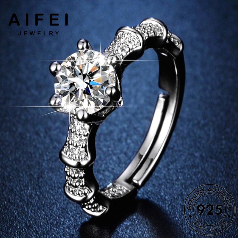 AIFEI JEWELRY sáu thật trang nguyên kim moissanite nhẫn tính móng cương quốc nữ thời hàn bản 925 khí bạc phụ sức kiện R157