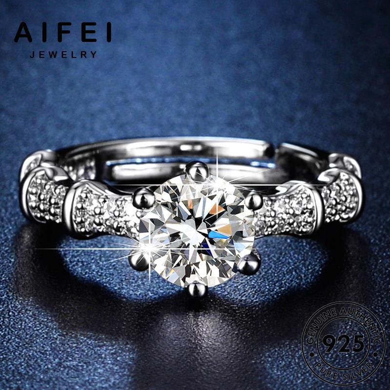 AIFEI JEWELRY sáu thật trang nguyên kim moissanite nhẫn tính móng cương quốc nữ thời hàn bản 925 khí bạc phụ sức kiện R157