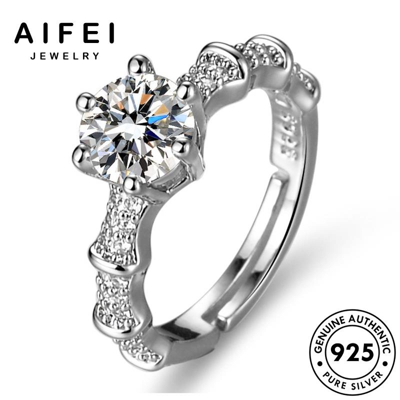 AIFEI JEWELRY sáu thật trang nguyên kim moissanite nhẫn tính móng cương quốc nữ thời hàn bản 925 khí bạc phụ sức kiện R157