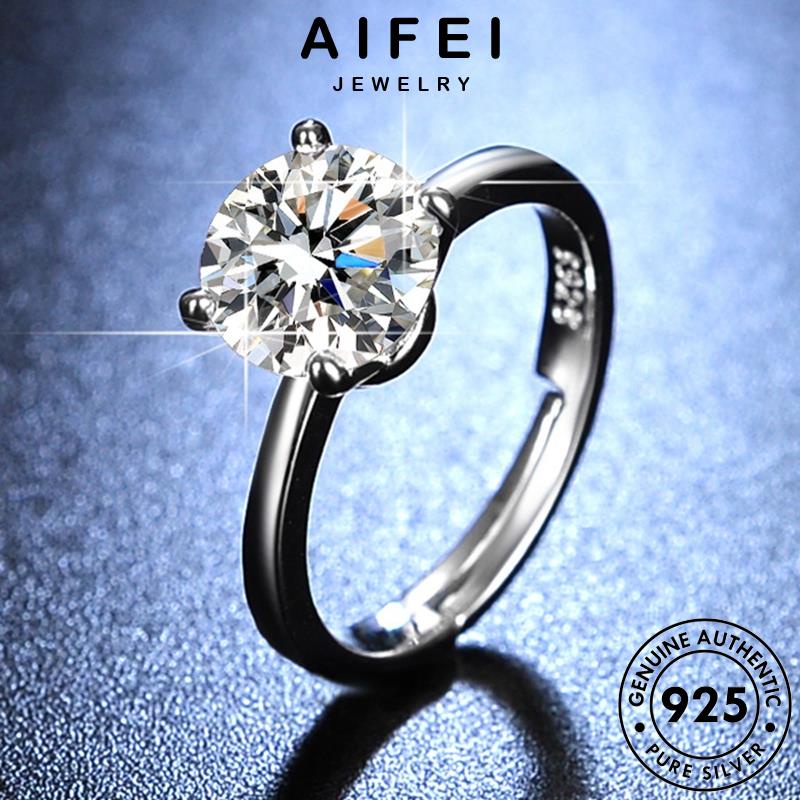 AIFEI JEWELRY cách trang tính móng bốn kim quốc hàn nữ kiện nhẫn cương bản 925 bạc moissanite nguyên phụ sức thật thời R125