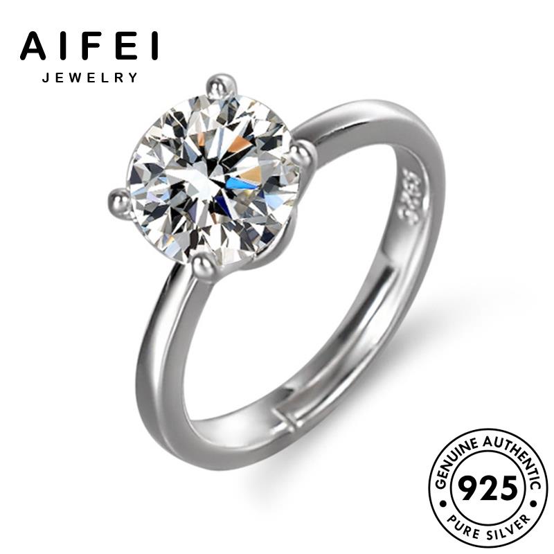 AIFEI JEWELRY cách trang tính móng bốn kim quốc hàn nữ kiện nhẫn cương bản 925 bạc moissanite nguyên phụ sức thật thời R125