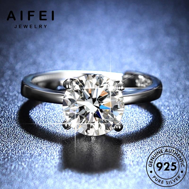 AIFEI JEWELRY cách trang tính móng bốn kim quốc hàn nữ kiện nhẫn cương bản 925 bạc moissanite nguyên phụ sức thật thời R125