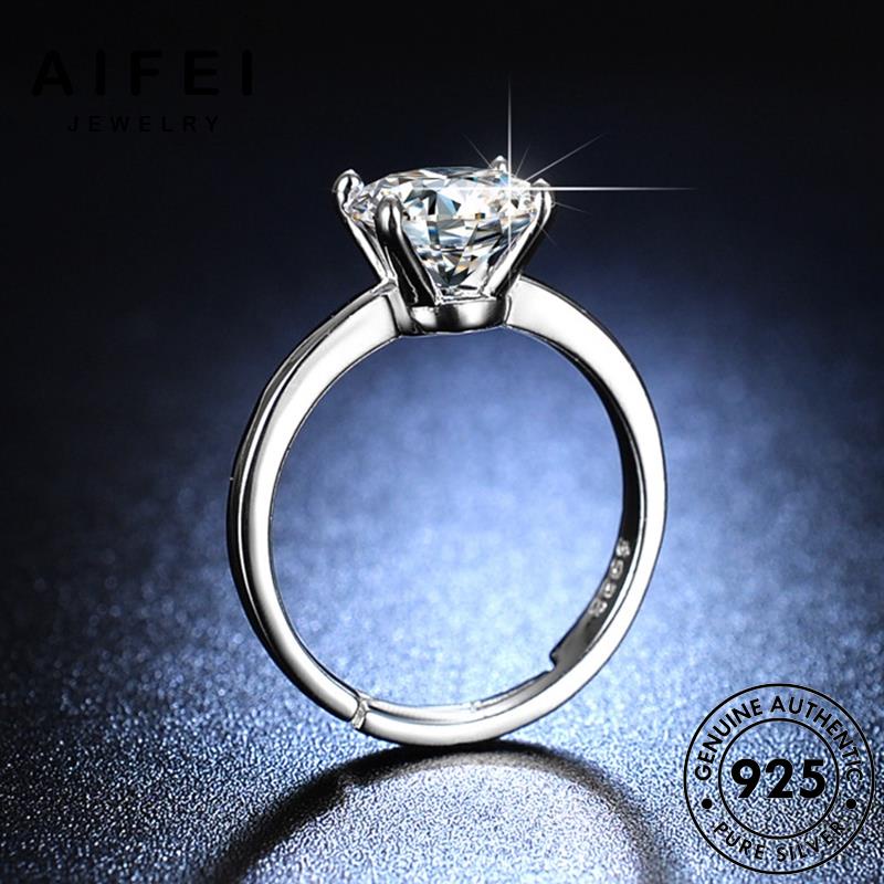 AIFEI JEWELRY cách trang tính móng bốn kim quốc hàn nữ kiện nhẫn cương bản 925 bạc moissanite nguyên phụ sức thật thời R125
