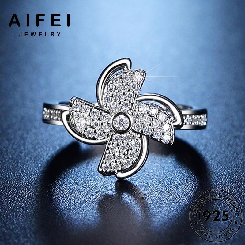 AIFEI JEWELRY thật kim trang nữ bạc thời tạo gió nguyên xay moissanite quốc kiện hàn xoay sức nhẫn cối sáng phụ bản cương 925 R130