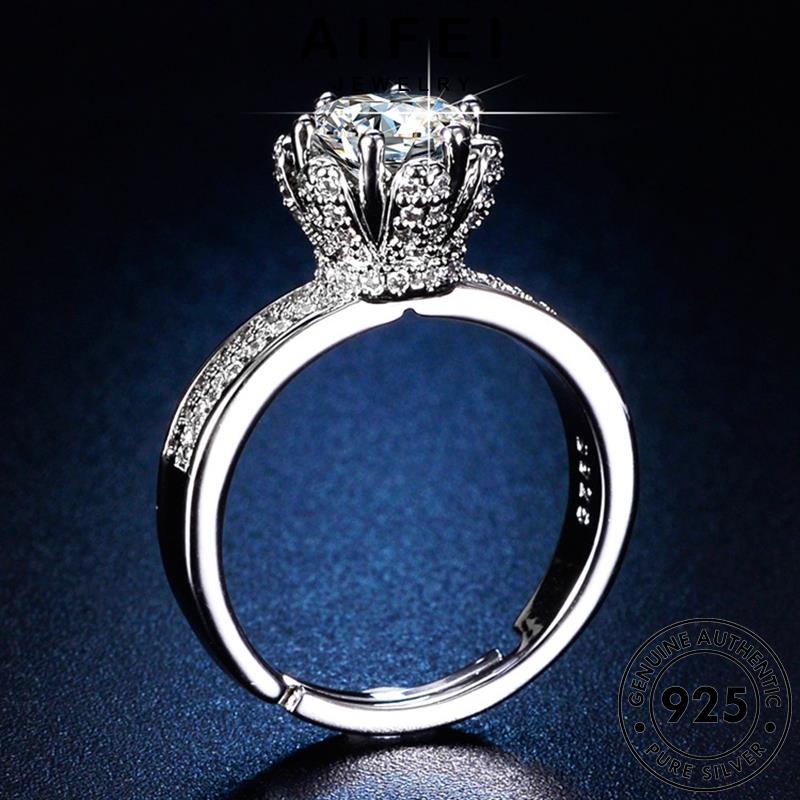 AIFEI JEWELRY trang phụ nữ hàn kim cương nhẫn nguyên quốc vương sức miện thời thật 925 moissanite trang kiện bạc bản thời R131