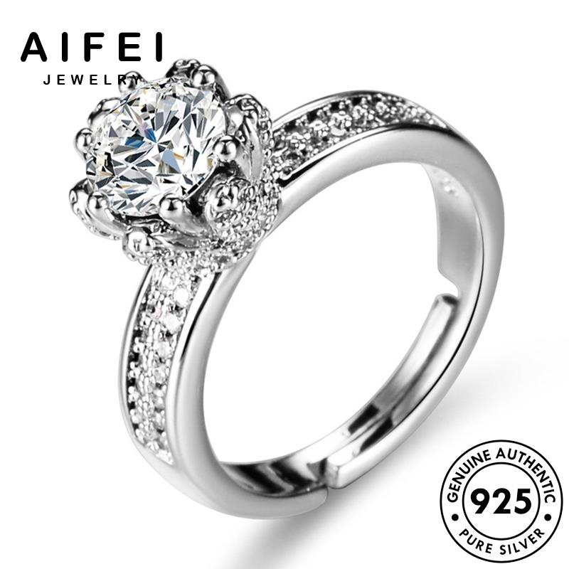 AIFEI JEWELRY trang phụ nữ hàn kim cương nhẫn nguyên quốc vương sức miện thời thật 925 moissanite trang kiện bạc bản thời R131