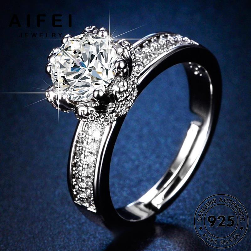 AIFEI JEWELRY trang phụ nữ hàn kim cương nhẫn nguyên quốc vương sức miện thời thật 925 moissanite trang kiện bạc bản thời R131