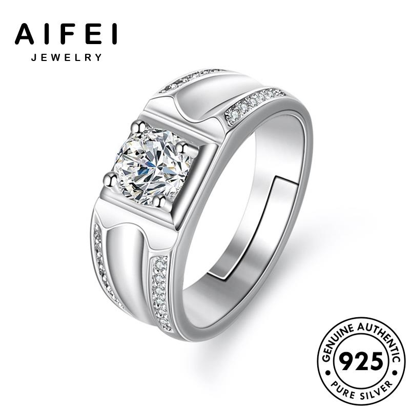 AIFEI JEWELRY 925 nhẫn hàn cương bạc độc kim thời phụ nguyên bản thật quốc đoán trang nam sức kiện moissanite R375