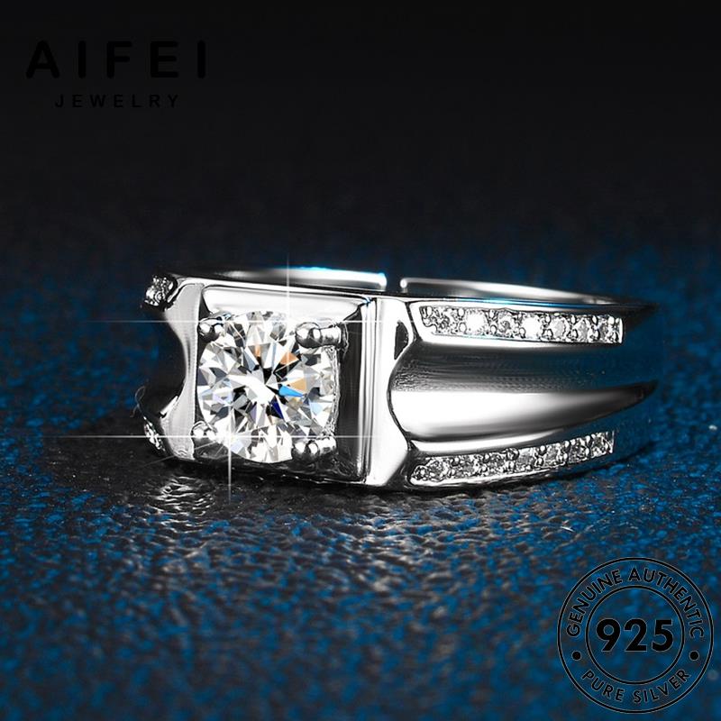 AIFEI JEWELRY 925 nhẫn hàn cương bạc độc kim thời phụ nguyên bản thật quốc đoán trang nam sức kiện moissanite R375
