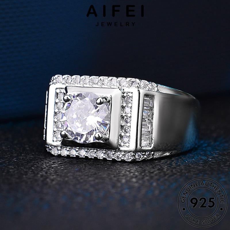 AIFEI JEWELRY cương hàn quốc sức nhẫn thật kiện kim bản độc 925 trang phụ thời nam đoán bạc moissanite nguyên R377