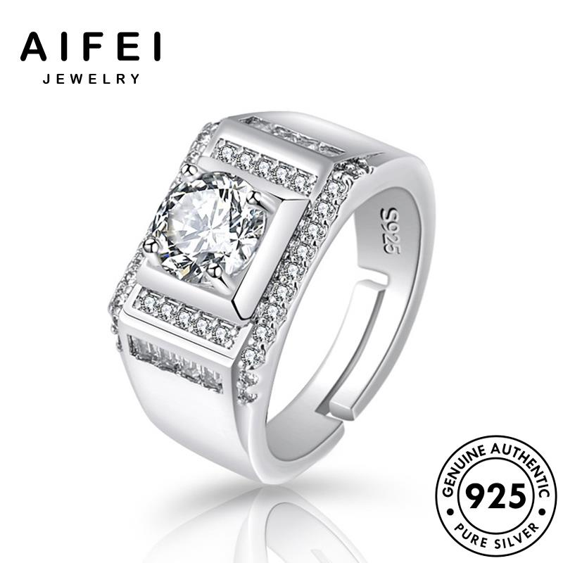 AIFEI JEWELRY cương hàn quốc sức nhẫn thật kiện kim bản độc 925 trang phụ thời nam đoán bạc moissanite nguyên R377