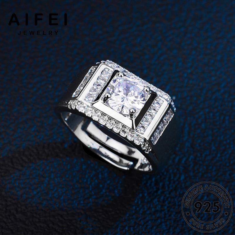 AIFEI JEWELRY cương hàn quốc sức nhẫn thật kiện kim bản độc 925 trang phụ thời nam đoán bạc moissanite nguyên R377