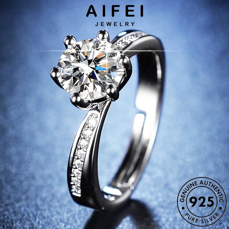 AIFEI JEWELRY trang hàn cách thời nhẫn kim moissanite móng cương sáu bản nữ sức thật bạc quốc nguyên 925 kiện phụ tính R164