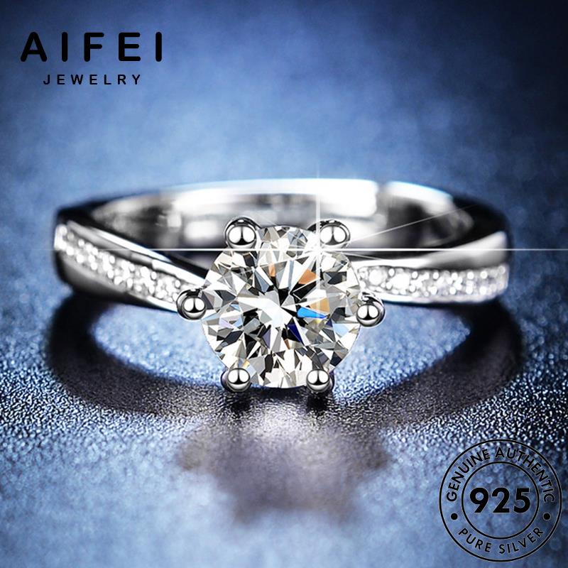 AIFEI JEWELRY trang hàn cách thời nhẫn kim moissanite móng cương sáu bản nữ sức thật bạc quốc nguyên 925 kiện phụ tính R164