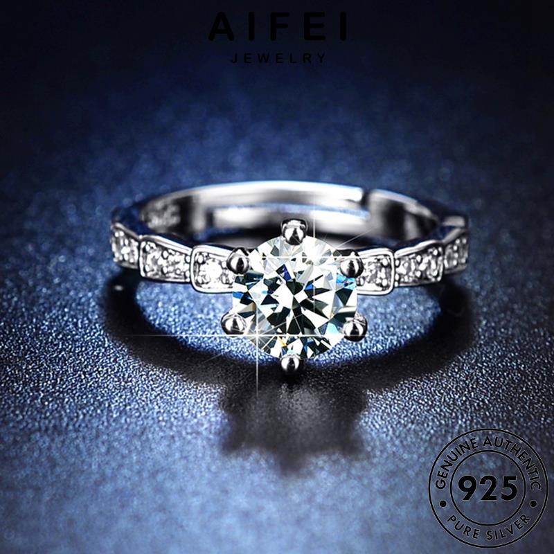AIFEI JEWELRY sức kim đơn nguyên phụ kiện thật con quốc trang bản nhẫn thời giản moissanite hàn bạc nữ cương rắn 925 R415