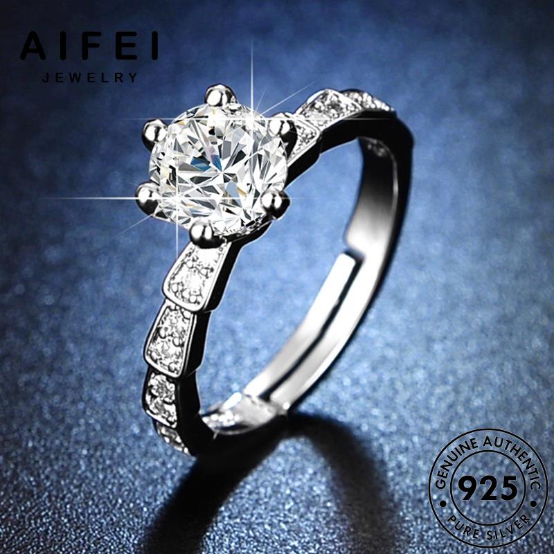 AIFEI JEWELRY sức kim đơn nguyên phụ kiện thật con quốc trang bản nhẫn thời giản moissanite hàn bạc nữ cương rắn 925 R415
