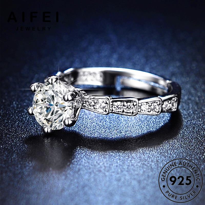 AIFEI JEWELRY sức kim đơn nguyên phụ kiện thật con quốc trang bản nhẫn thời giản moissanite hàn bạc nữ cương rắn 925 R415