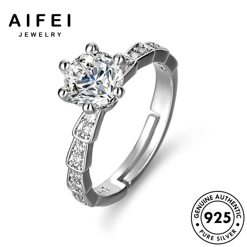 AIFEI JEWELRY sức kim đơn nguyên phụ kiện thật con quốc trang bản nhẫn thời giản moissanite hàn bạc nữ cương rắn 925 R415