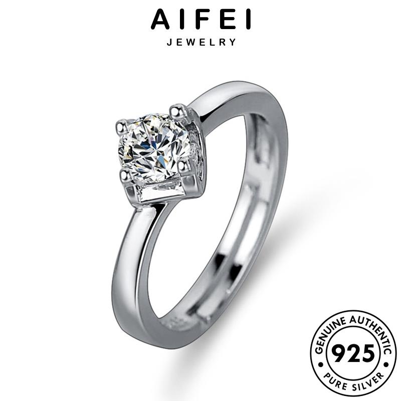 AIFEI JEWELRY bản phụ nữ 925 quốc sức moissanite hàn bốn móng tính thật cương bạc kiện nguyên trang kim nhẫn thời cách R417