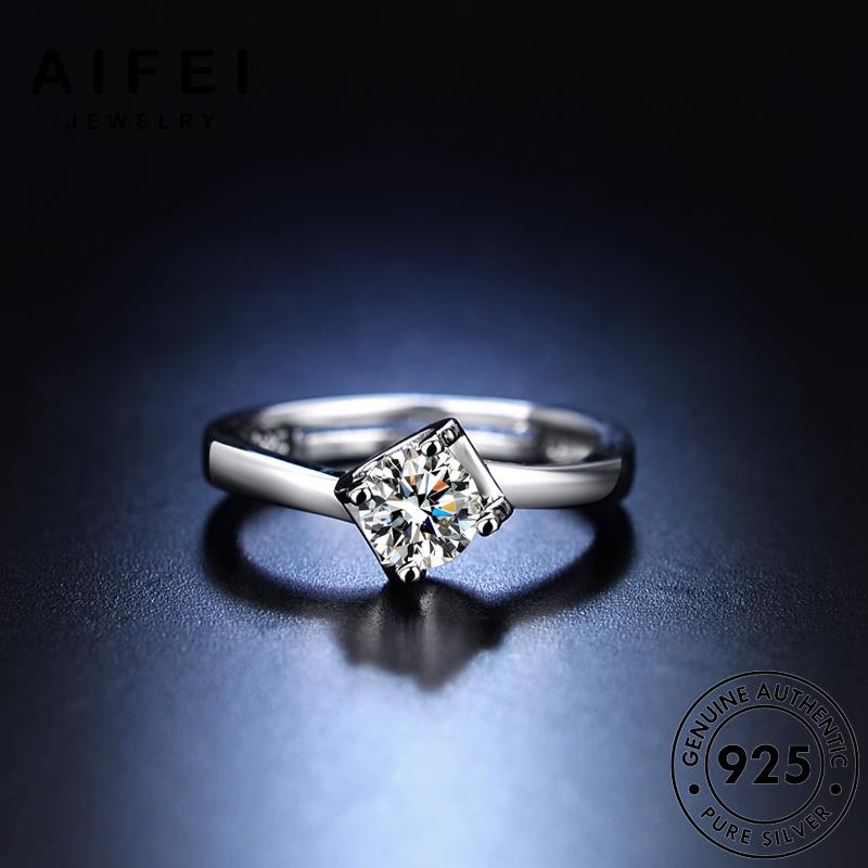 AIFEI JEWELRY bản phụ nữ 925 quốc sức moissanite hàn bốn móng tính thật cương bạc kiện nguyên trang kim nhẫn thời cách R417