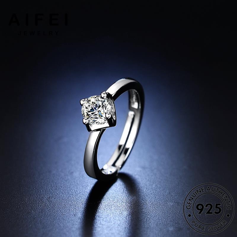 AIFEI JEWELRY bản phụ nữ 925 quốc sức moissanite hàn bốn móng tính thật cương bạc kiện nguyên trang kim nhẫn thời cách R417