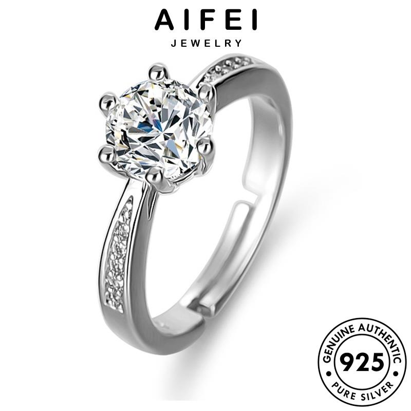 AIFEI JEWELRY nhẫn hàn nguyên bạc quốc 925 điển sáu nữ cương phụ kim thật kiện móng moissanite thời sức cổ trang bản R418