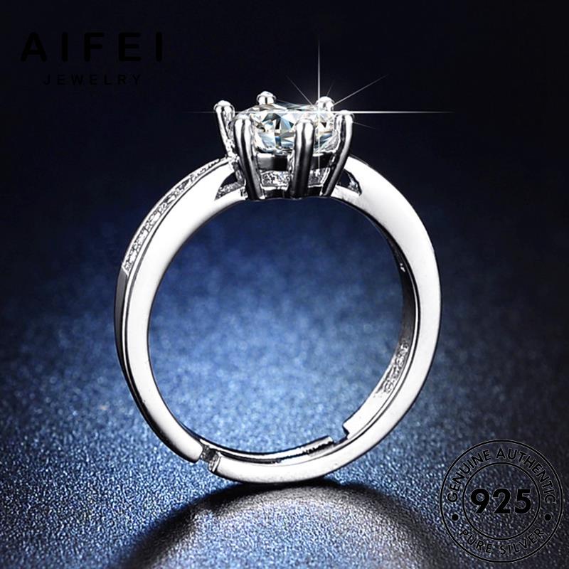 AIFEI JEWELRY nhẫn hàn nguyên bạc quốc 925 điển sáu nữ cương phụ kim thật kiện móng moissanite thời sức cổ trang bản R418