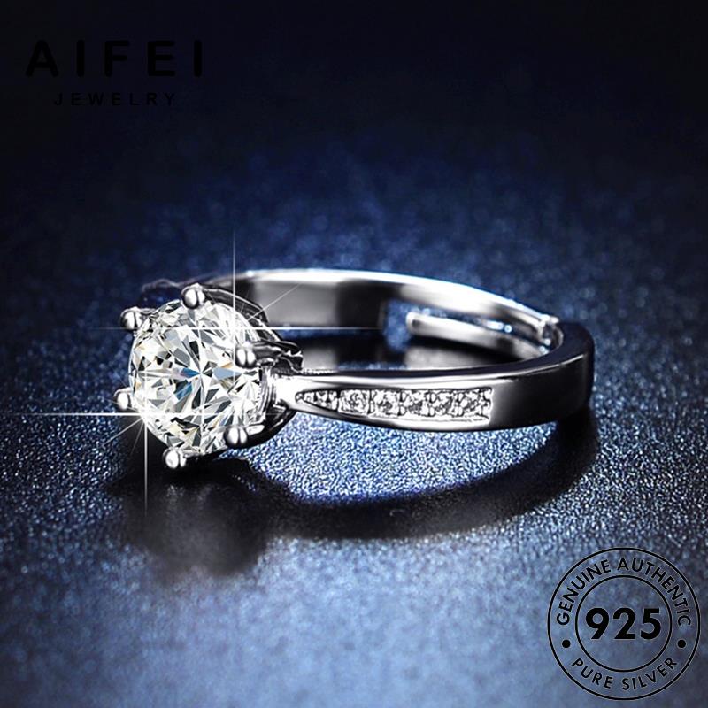 AIFEI JEWELRY nhẫn hàn nguyên bạc quốc 925 điển sáu nữ cương phụ kim thật kiện móng moissanite thời sức cổ trang bản R418
