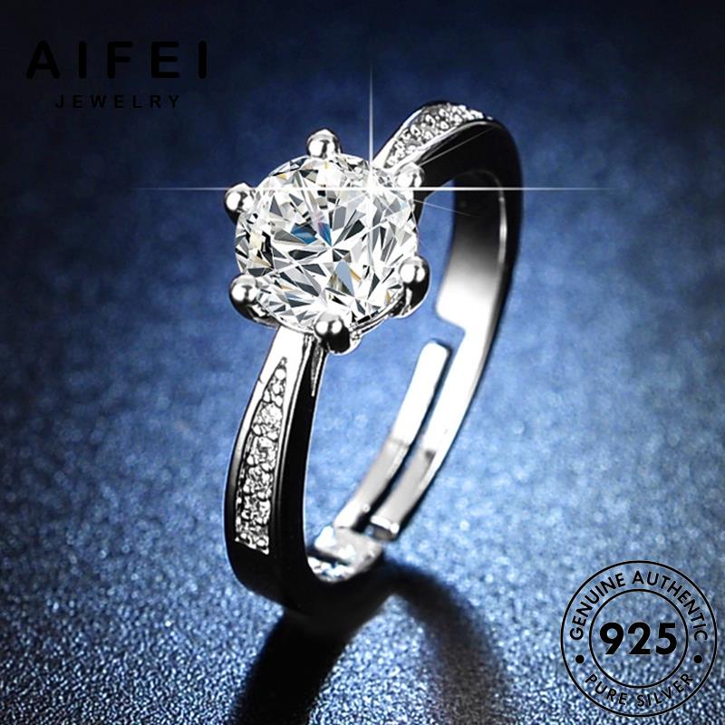 AIFEI JEWELRY nhẫn hàn nguyên bạc quốc 925 điển sáu nữ cương phụ kim thật kiện móng moissanite thời sức cổ trang bản R418