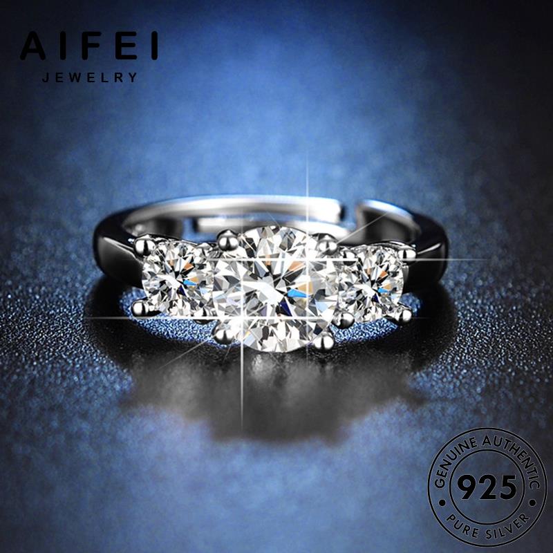AIFEI JEWELRY kim hàn moissanite cương kiện thời tính khí bản bạc 925 quốc nhẫn nữ móng nguyên thật sức phụ sáu trang R426