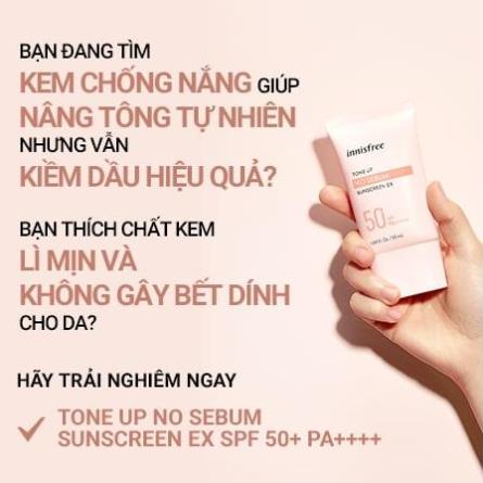 Kem Chống Nắng Nâng Tone, Kiềm Dầu Innisfree Tone Up No Sebum / Intensive Triple-Shield 50ml