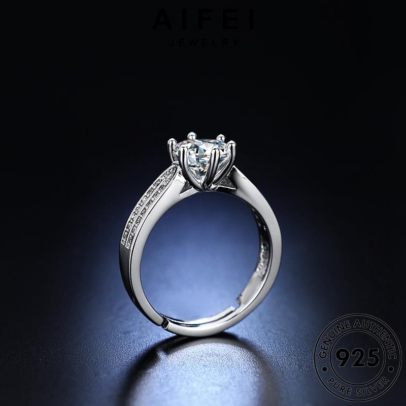 AIFEI JEWELRY kiện nữ thời ánh sáng hàn tạo thật trang cương phụ 925 sao sức kim moissanite nguyên nhẫn quốc bạc bản R432