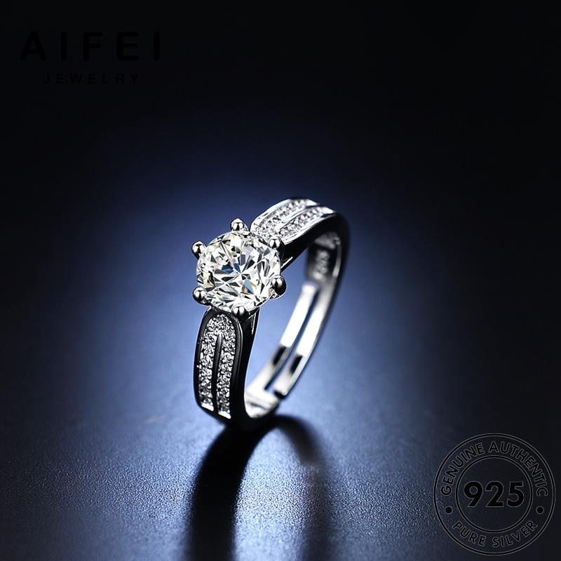 AIFEI JEWELRY kiện nữ thời ánh sáng hàn tạo thật trang cương phụ 925 sao sức kim moissanite nguyên nhẫn quốc bạc bản R432