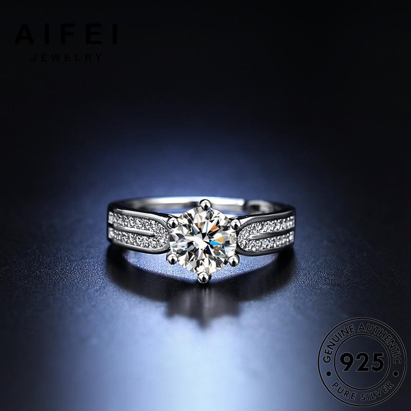 AIFEI JEWELRY kiện nữ thời ánh sáng hàn tạo thật trang cương phụ 925 sao sức kim moissanite nguyên nhẫn quốc bạc bản R432