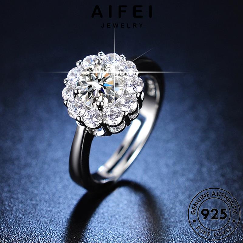 AIFEI JEWELRY kiện thời sang nữ thật sức moissanite hoa trọng nguyên quốc phụ trang kim bản bạc hàn nhẫn cương 925 R406