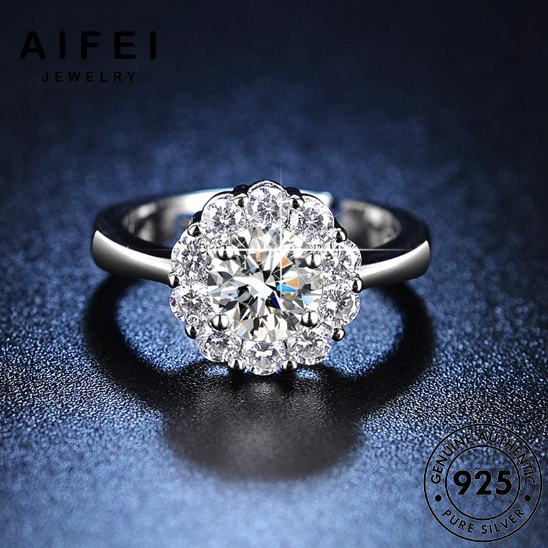 AIFEI JEWELRY kiện thời sang nữ thật sức moissanite hoa trọng nguyên quốc phụ trang kim bản bạc hàn nhẫn cương 925 R406