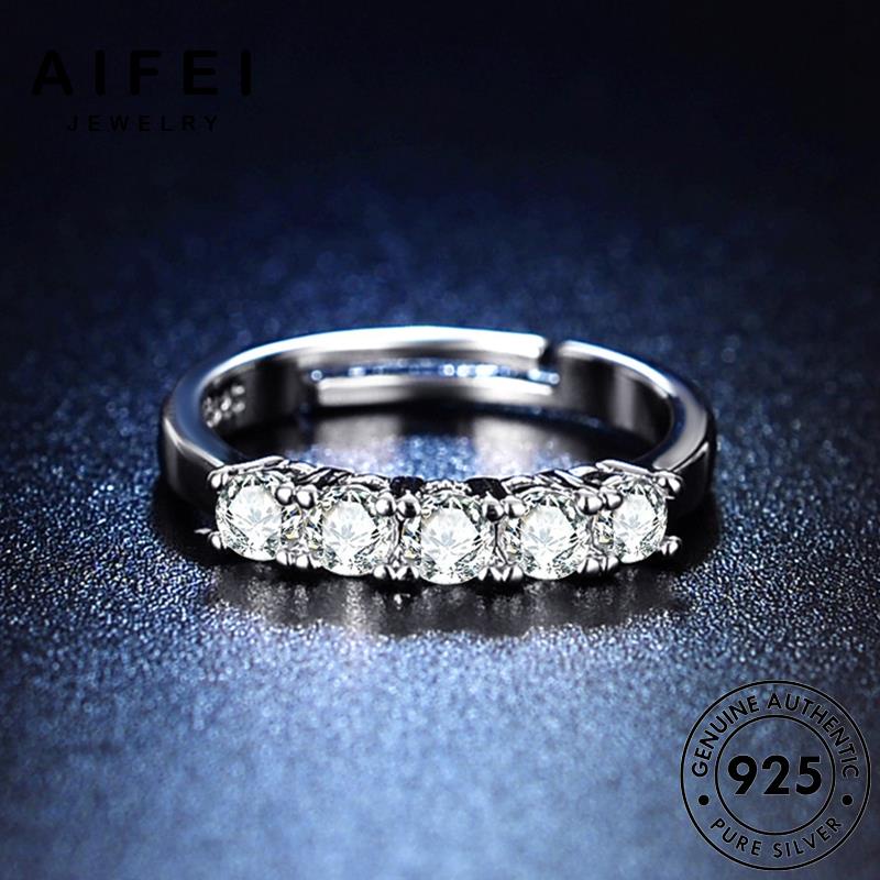 AIFEI JEWELRY kiện bảy cương thật kim thời phụ giản sức bạc trang bản quốc nhẫn hàn nữ 925 moissanite sao đơn nguyên R407