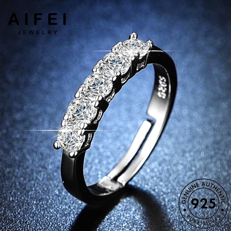 AIFEI JEWELRY kiện bảy cương thật kim thời phụ giản sức bạc trang bản quốc nhẫn hàn nữ 925 moissanite sao đơn nguyên R407