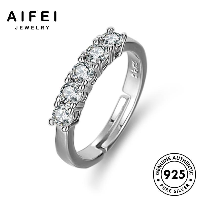 AIFEI JEWELRY kiện bảy cương thật kim thời phụ giản sức bạc trang bản quốc nhẫn hàn nữ 925 moissanite sao đơn nguyên R407