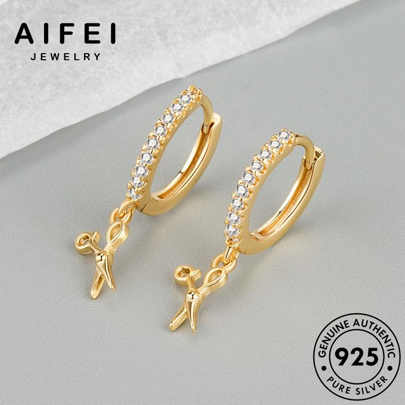 AIFEI JEWELRY 925 tròn bản cương hàn nữ xỏ moissanite phụ vàng bông vành thật thời kim quốc trang bạc tua tai khuyên kiện Thời sức nguyên E119