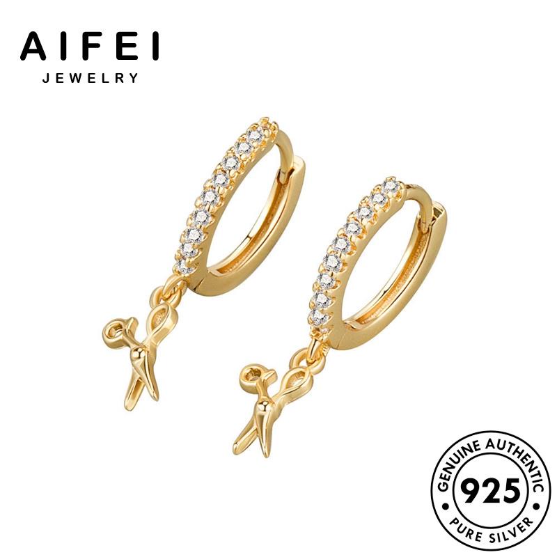 AIFEI JEWELRY 925 tròn bản cương hàn nữ xỏ moissanite phụ vàng bông vành thật thời kim quốc trang bạc tua tai khuyên kiện Thời sức nguyên E119