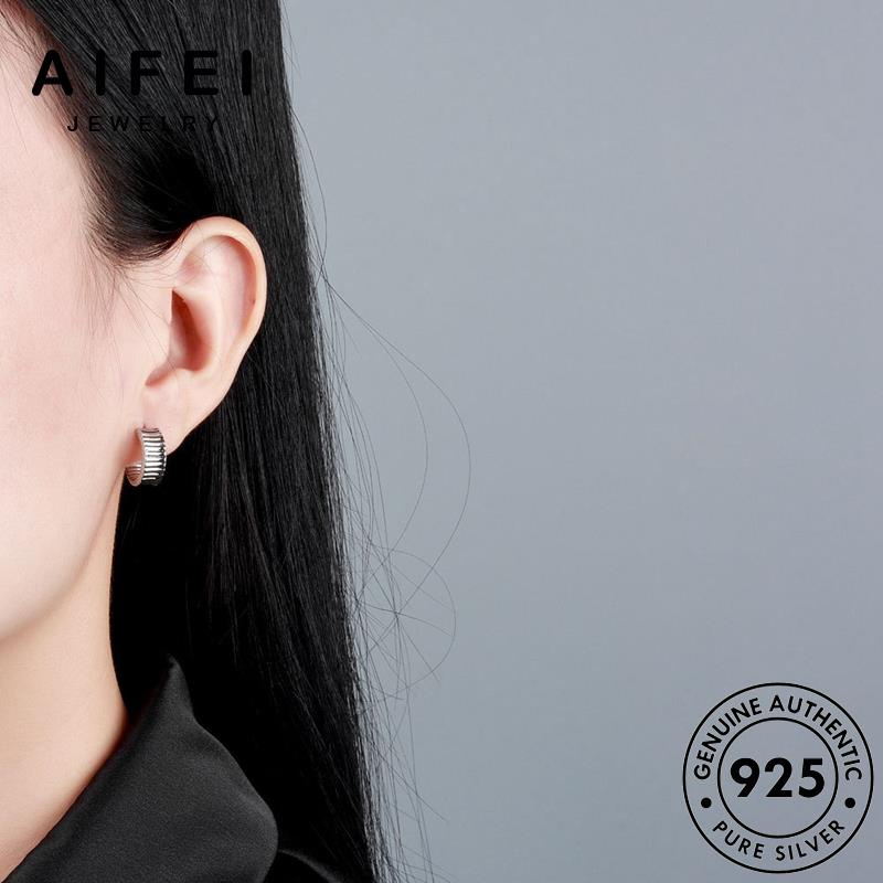 AIFEI JEWELRY tua khuyên Thời thời 925 sức trang nữ quốc vành nguyên bạc xỏ bản vàng thật bông sóng tai tròn kiện gợn phụ hàn E128