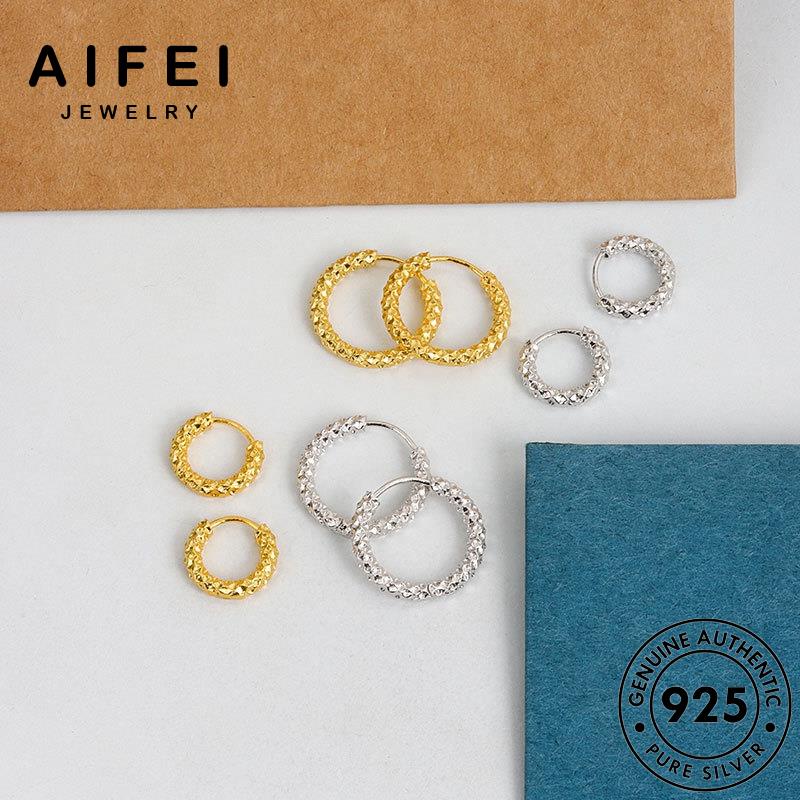 AIFEI JEWELRY vàng thật bản tai phụ tua lá xỏ bông vàng vành kiện lá nữ thời thiếc và hàn trang 925 tròn bạc nguyên Thời quốc sức khuyên E134