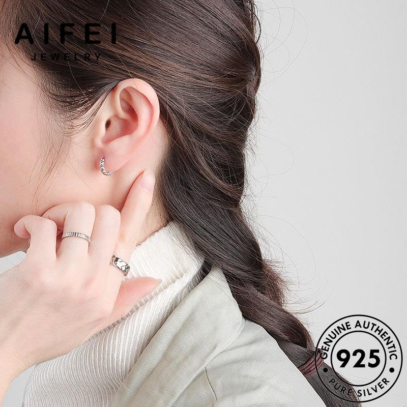 AIFEI JEWELRY vàng thật bản tai phụ tua lá xỏ bông vàng vành kiện lá nữ thời thiếc và hàn trang 925 tròn bạc nguyên Thời quốc sức khuyên E134
