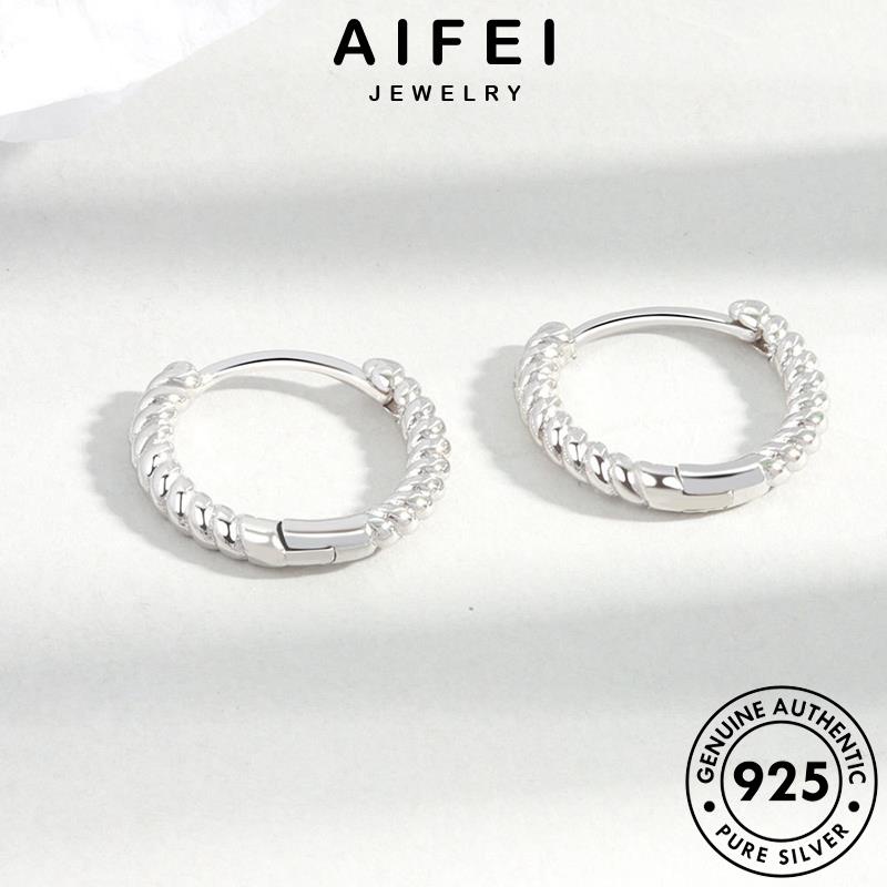 AIFEI JEWELRY khuyên vàng bạc nữ kiện phụ trang sức tai thật hàn nguyên tròn bản thời vành xoắn tua xỏ Thời 925 bông quốc E203