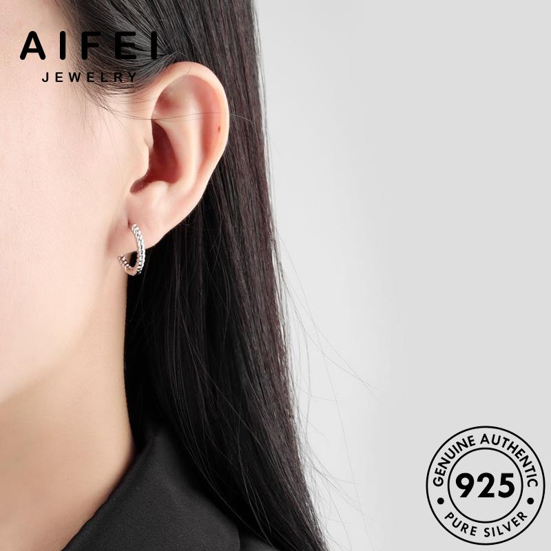 AIFEI JEWELRY khuyên vàng bạc nữ kiện phụ trang sức tai thật hàn nguyên tròn bản thời vành xoắn tua xỏ Thời 925 bông quốc E203