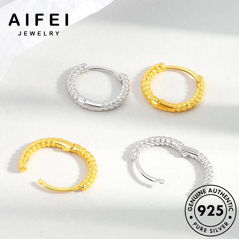 AIFEI JEWELRY khuyên vàng bạc nữ kiện phụ trang sức tai thật hàn nguyên tròn bản thời vành xoắn tua xỏ Thời 925 bông quốc E203