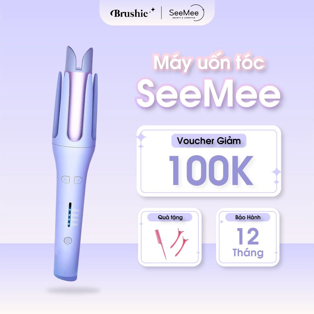 Máy uốn xoăn tóc tự động SeeeMee chất liệu gốm sứ đường kính uốn 32mm - Hàng Chính Hãng Brushie